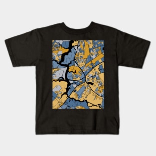 Chesapeake Map Pattern in Blue & Gold Kids T-Shirt